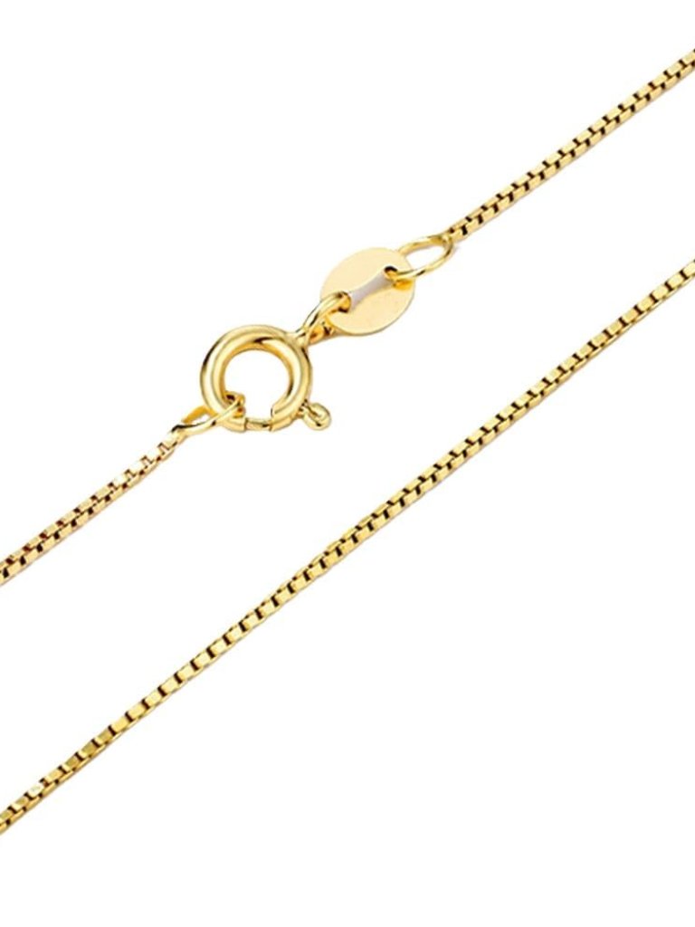 4k Solid Yellow Gold Box Chain Necklace, Available In Mm For Women And Men With